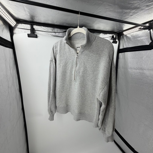 aerie Tops - Aerie Womens Quarter Zip Sweatshirt Heather Gray Oversized Pullover Small